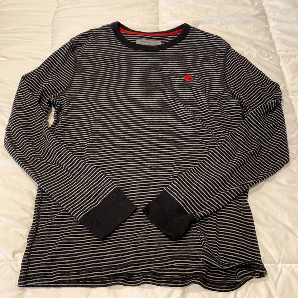 Mens Express waffle knit striped sweater size large